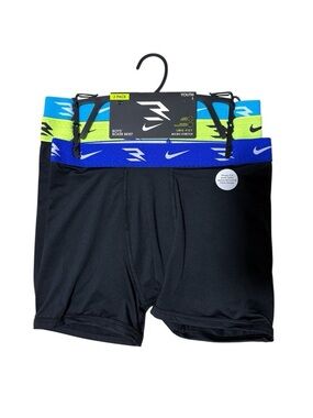 ⭐️ NWT- Nike Black Boys Boxer Briefs,  Blue, Neon & Green Waistbands - 3-Pack